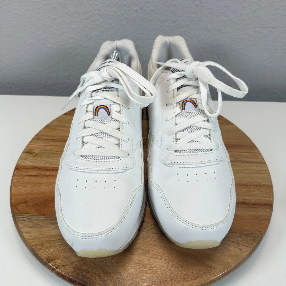 Reebok Royal Glide White Rainbow Pride Sneakers Mens 10.5 FY5311 Low Top Shoes